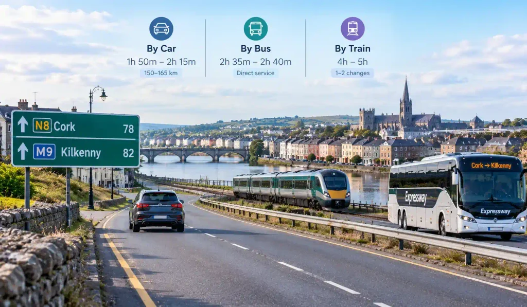 Driving from Cork to Kilkenny vs Train vs Bus